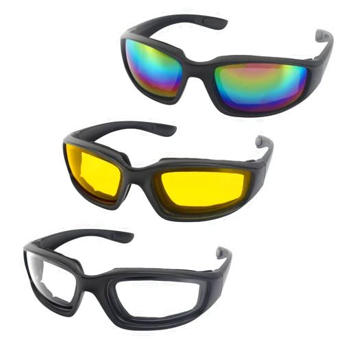 Surpassme 3 Pair Motorcycle Riding Glasses Padding Goggles UV Protection Dustproof Windproof Motorcycle Sunglasses for Outdoor Actives