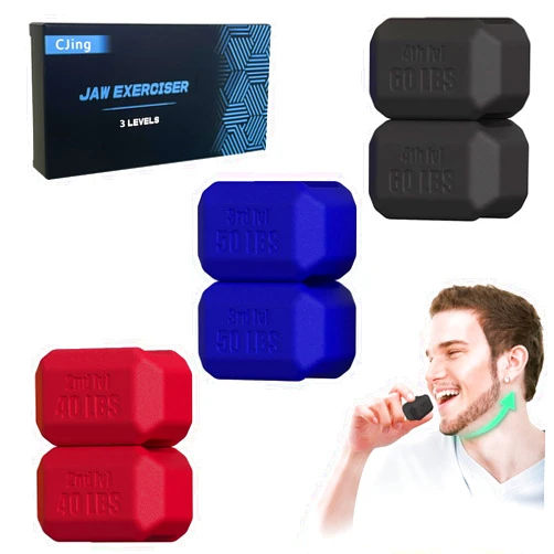 CJing Jaw Exerciser for Men & Women – Silicone Jawline Exerciser Tablets – Powerful Jaw Trainer for Beginner, Intermediate & Advanced Users