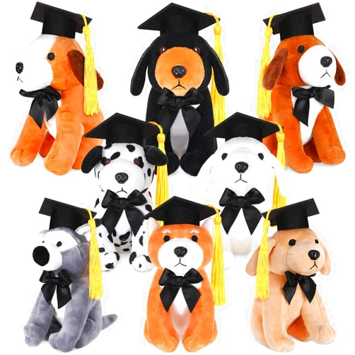 Sumind 8 Pieces Plush Dogs 5 Inch Stuffed Animals Bulk Assorted Cute Stuffed Dogs Small Animal Plush Toys for Girls Boys Graduation Halloween School Classroom Party Supplies Favors(Bachelor Dog)