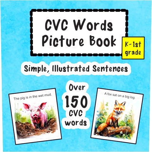 By Nannette Smith (Author) CVC Words Picture Book — Over 150 Short Vowel Consonant-Vowel-Consonant Words in 50 Simple Sentences with Watercolor Illustrations — Kindergarten to 1st Grade