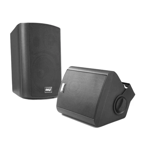 Pyle Audio Wall Mount 6.5 Inch Waterproof Bluetooth Indoor and Outdoor Speaker System Pair with Built In Digital Amplifier, Black
