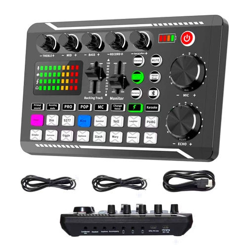 SINWE Professional Audio Mixer, SINWE Live Sound Card and Audio Interface with DJ Mixer Effects and Voice Changer,Podcast Production Studio Equipment, Prefect for Streaming/Podcasting/Gaming