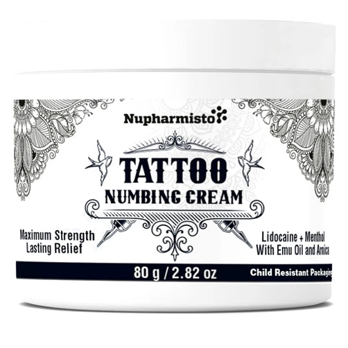 Nupharmisto tattoo numbing cream Maximum strength : Lidocaine Menthol extra topical numb - long lasting numbing cream for tattoo piercing waxing and more(80g)