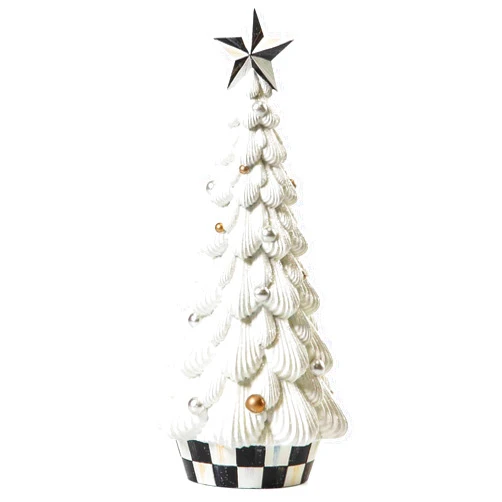 MACKENZIE-CHILDS Farmhouse Icing Tabletop Christmas Tree, White Christmas Tree Tabletop Decor, Small