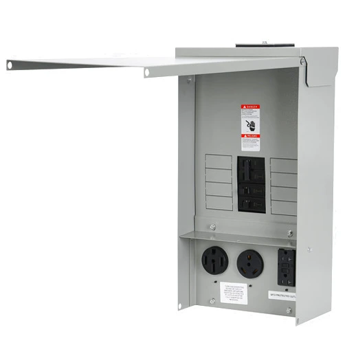 Hiweld Temporary Power Outlet Panel with 20, 30, and 50-Amp Receptacle Installed,RV Electrical Outlet Panel with Breaker(50 amp+30 amp+GFCI 20 amp)