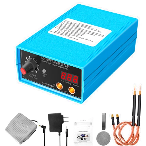 Geevorks Spot Welder, Geevorks Battery Spot Welder 10 Gear Output Power Adjust, 5000W Spot Welding Equipment for Sopts Welding 18650/26650/32650 and 0.1~0.15mm Nickel Sheet