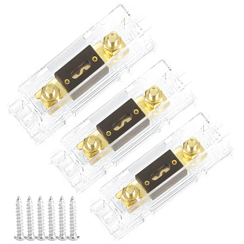 Hamolar 3 Pack Car 30 AMP ANL Fuse Holder Kit + 30A Fuses 0/2/4/8 Gauge AWG Fuse Block for Audio Truck DIY