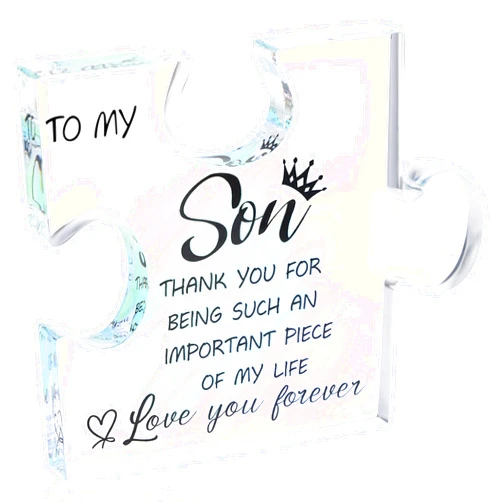 AMAZINGSUN Son Gifts From Mom, Acrylic Desk Plaque Sign for Son, Birthday Gift for Sons, Graduation Wedding Birthday Gifts From Mom and Dad