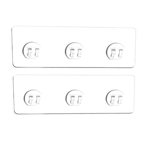 Boeetech Shower Caddy Adhesive for Replacement, Adhesive Hook Transparent Replacement Hook Wall Hooks, Strong Hanging Hooks Shower Shelves Stickers Hooks for Shower Caddy (2pc-3 Hook)