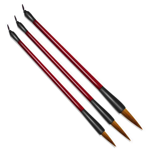 BangBoom 3 Sizes Chinese Calligraphy Brush Set, Kanji Sumi Drawing Brush with Resin Handle, Professional Traditional Chinese Painting Brush for Beginners Students (3 PCS)
