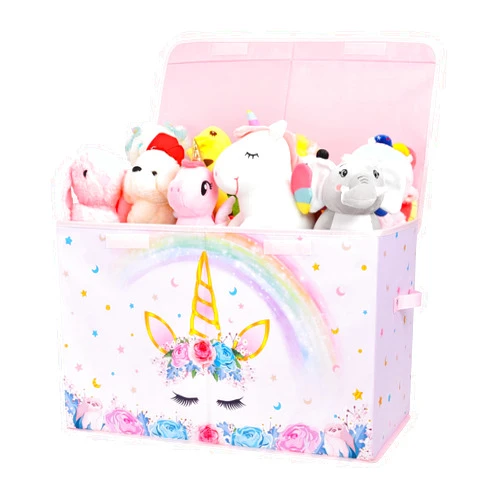 WERNNSAI Toy Box for Girls - Collapsible Oxford Storage Bin with Handles 25