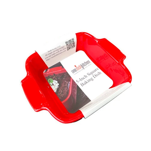 One Dish Kitchen 5-Inch Square Baking Dish, 22OZ Ceramic Pan, Perfect for Single Serve and Small Batch Recipes, Make over 100 Recipes With This Dish! (Red)