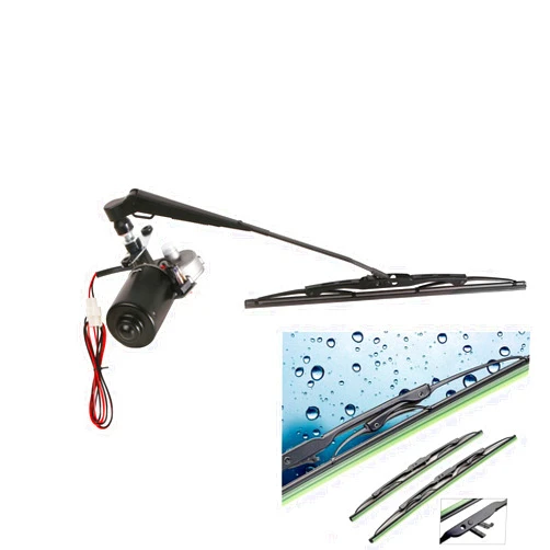 SCHRION 12V Universal Electric Wiper Motor, ATV Tricycle UTV Windshield Wipers Kit Compatible with Polaris Ranger Golf Cart Windshield Wiper Kit, 90 Degree Motor, 13.7/15.7 in Arm/Blade