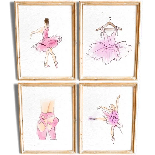 DREAM BIG PRINTABLES Ballerina (Set of 4) - 11x14 Art Prints (Unframed) | Stunning Depictions of Dance and Movement | Living Room Décor | Bedroom Décor | Enhance Your Space with these Abstract Wall Arts