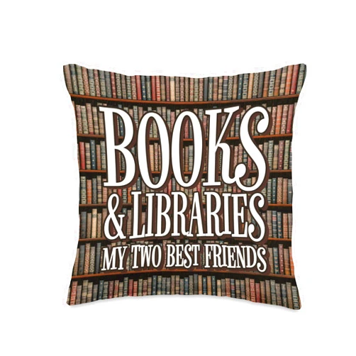 Grandio Design Library Book Lover Books & Libraries My Two Best Friends Vintage Book Quote Throw Pillow, 16x16, Multicolor