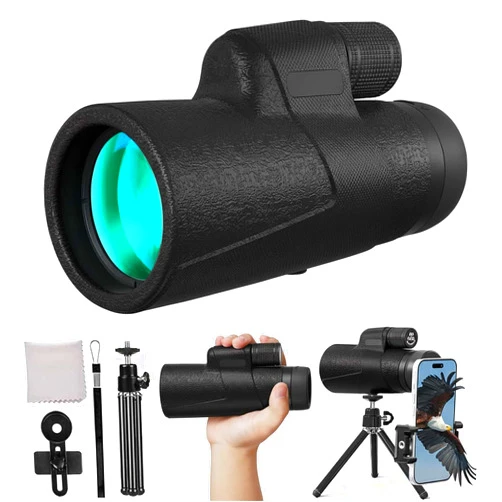 JBSZTH Monocular Telescope 12x50 High Powered for Adults, Waterproof Fogproof with Smartphone Adapter & Tripod, BAK4 Prism FMC Lens for Bird Watching Hunting Concerts Stargazing, Gift for Family