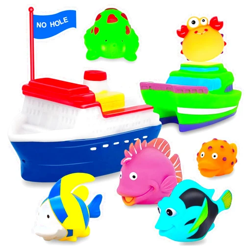 BSVZAIYN Baby Bath Toys Mold Free - Toy Boats No Hole Infant Toddler Bath Toy for Kids Age 1 2 3 4 Bathtub Water Pool Toys for Infants 6-12-18-24 Months Gifts for 1-6 Year Old Boys Girls Baby Bath Essentials