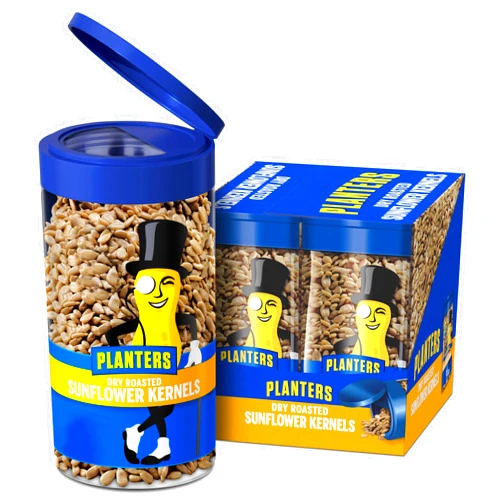 PLANTERS Pop & Pour Dry Roasted Sunflower Seeds to Eat, Road Trip Snack, Plant-Based Protein, Snacks for Adults, After School Snacks for Kids, Bulk Nuts, Kosher, 5.85oz Jar (4 Count)