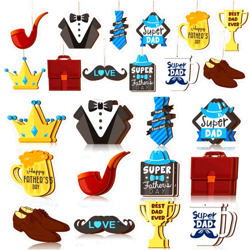 Bucherry 24 Pcs Fathers Day Wooden Hanging Ornaments Happy Father's Day Wood Decoration Dad Wooden Hanging Father's Day Pendant Wooden Tags Embellishments for Men Birthday Party Tree Decor