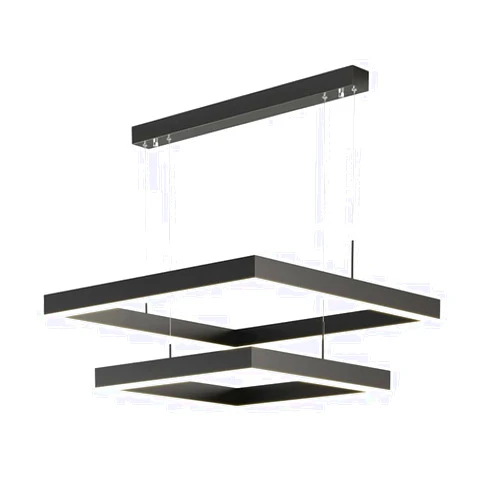 ZCYOU Modern LED Chandelier 2 Square Contemporary Chandelier，dimmable Chandelier is Suitable for Living Room Dining Room，3000 K-6500 K (Warm White/Natural White/Cold White) 80W Black