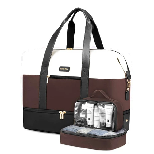 LOVEVOOK Weekender Bag, Large Travel Duffel Bag for Women with 2 Packing Cubes, Carry on Overnight Bag with Shoe Compartment