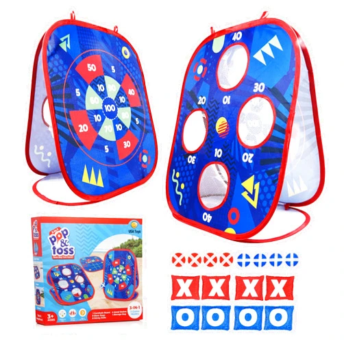 USA Toyz Pop n Toss Bean Bag Toss Game for Kids - 3in1 Kid Bean Bag Toss Cornhole Game Set, Sticky Ball Toss, Tic Tac Toe, Toddler Outdoor Backyard Toys Indoor Outside Toy for Boys or Girls