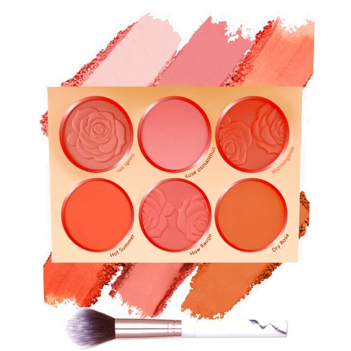 LYSdefeu Matte Face Blush Palette with Brush-6 Color High Pigment Silky Mineral Blendable Blusher Contour Powder for Cheeks,Longlasting Facial Beauty Cosmetic,Valentine's Day Makeup Gift for Women Girl-Set 02