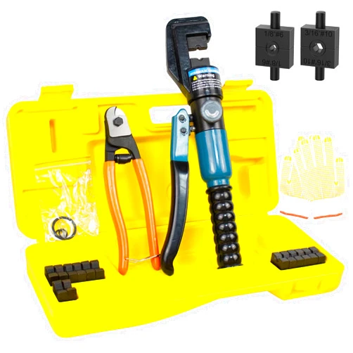 BLIKA 10 Ton Hydraulic Crimping Tool and Cable Cutter, Hydraulic Wire Battery Cable Lug Terminal Crimper Crimping Tool with 11 Dies, Wire Swaging Tool for 1/8