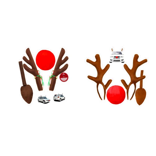 Narremcoy Car Reindeer Antlers & Nose Decorations - Premium Xmas Rudolph Antlers Kit with Red Nose, Tail, and Ears - Cute Auto Holiday Accessories for SUV, Van, Truck Roof Top Christmas Decorations