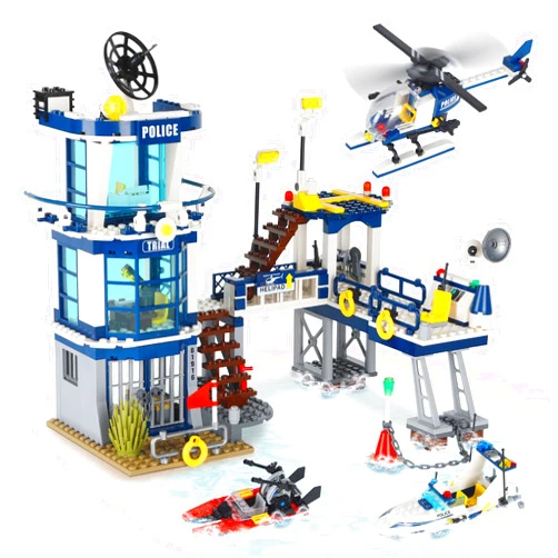 NEWABWN City Police Station STEM Building Sets, Compatible with Lego Military Helicopter Airplane,Boats Ship, Swat Team,Building Kit for Kids, 565 PCS Best Gift for 6-10 Boys