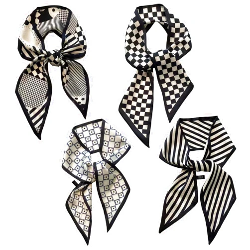 PKRFCJ 4 Pcs Purse Scarf For Handbags, Multifunctional Bag Scarf For Handbags, Classic And Fashionable, Can Be Given As Gifts To Family And Friends, 34 * 2.75 * 0.39 inches (Black)