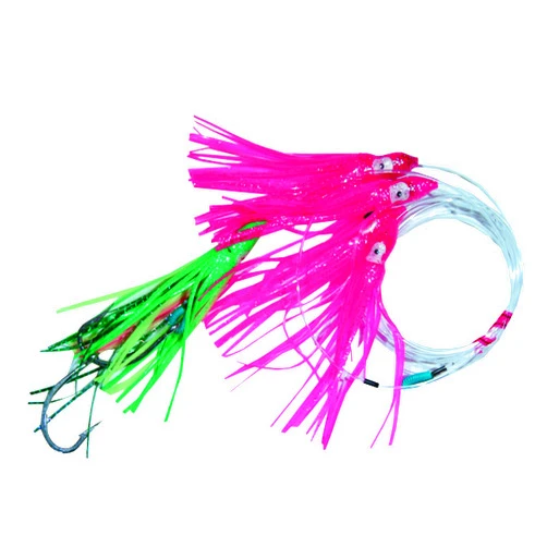 Blue Water Candy 4.5-Inch Squid Daisy Chain Lure with Size 8/0 Tandem Hooks,Pink/Green
