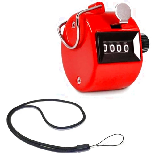 JJLFresheners 1PC FormVan Hand Tally Counter with Lanyard, Mechanical Lap Tracker Manual Clicker with Metal Finger Ring Hoop Holder, Red