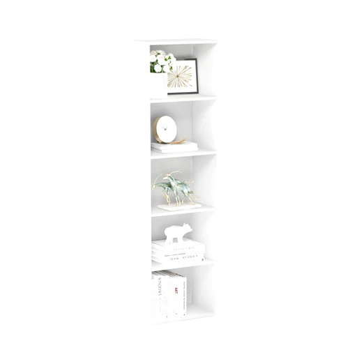 Furinno LUDER Book Shelf, 5-Cube Bookshelf, Bookcase with Open Shelf, 9.4 x 15.8 x 52, for Living Room, Bedroom, Home Office, White