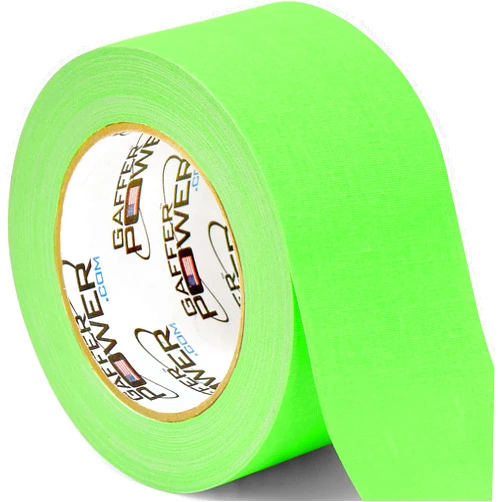 Gaffer Power Real Professional Premium Grade Gaffer Tape Made in The USA - Heavy Duty Gaffers Tape - Non-Reflective - Fluorescent Green, 3 Inch X 30 Yards
