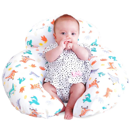 AMASKY Nursing Pillow, More Support for Mom and Baby, Removable Cotton Cover and Colorful Animal Patterns, Machine Washable, Plus Size Baby Pillow, White