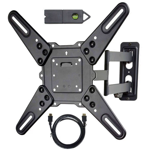 VideoSecu ML531BE2 TV Wall Mount kit with Free Magnetic Stud Finder and HDMI Cable for Most 26-55 TV and New LED UHD TV up to 60 inch 400x400 Full Motion with 20 inch Articulating Arm WT8