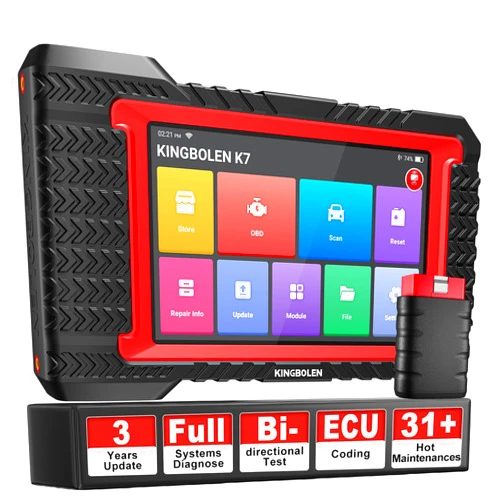 KINGBOLEN K7 OBD2 Scanner Bidirectional Test Diagnostic Tool, Full System Bluetooth Scan Tool with ECU Coding, Active Test, 31+ Resets, TPMS Relearn, FCA AutoAuth, 3 Years Update