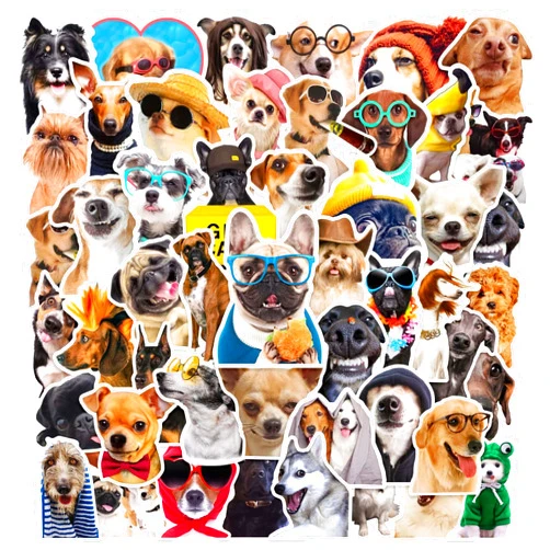 FHJBJA 50Pcs Pet Dog Stickers for Kids, Funny Dog Stickers Puppy Animal Decals Waterproof Vinyl Gifts for Laptop Phone Luggage Teens Adults Kids Boys Girls Birthday Party Supplies Decoration