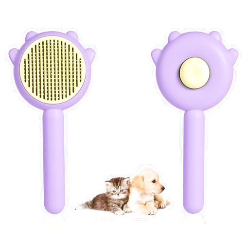 BOXOB Magic Pet Comb, Pet Hair Cleaner Brush Self Cleaning Cat Brush Cat Shedding Brush Cat Massage Grooming Brush for Long Haired Cats Dogs Pet (Purple)