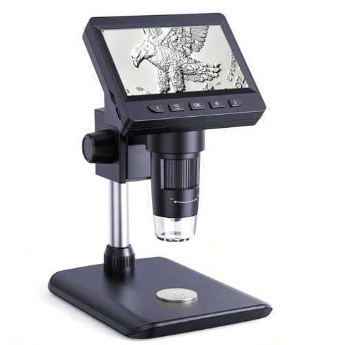 AOPICK Microscope-Aopick LCD Digital Microscope 1000X, 1080P Coin Magnifier for Error Coins with 8 Adjustable LED Lights, PC View, Compatible with MacOS Windows-Black