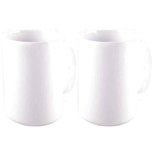 BLUE RIBBON White Sublimation Plain Blank Coffee Mug 15 oz (Pack of 2) Hot Chocolate Mugs, Hot Cocoa Ceramic Mugs