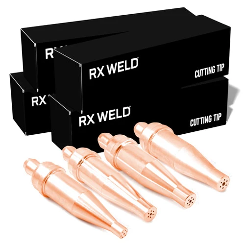 RX WELD 1-101 Acetylene Cutting Torch Tips, Size 0-3, Fit V-Style Heavy Duty Torch - Pack of 4