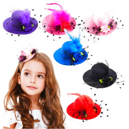 Juvale 6 Pieces Mini Tea Party Hats for Women, Clip-On Design - Fancy Hair Fascinators for Women and Girls in 6 Colors, Tiny Hat Hair Clips for Tea Party Favors (4 Inches)