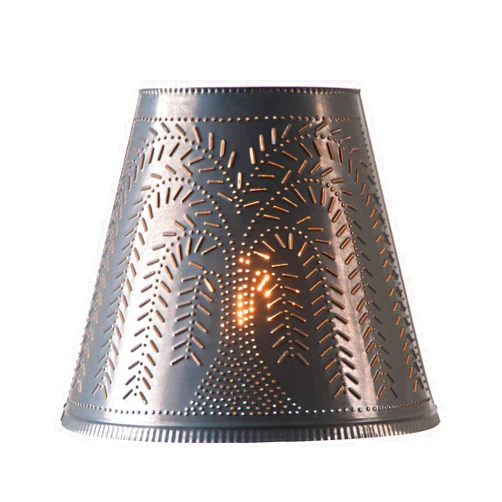 Irvin's Country Tinware Irvins Tinware 14-Inch Fireside Lamp Shade with Punched Tin Willow Design in Kettle Black