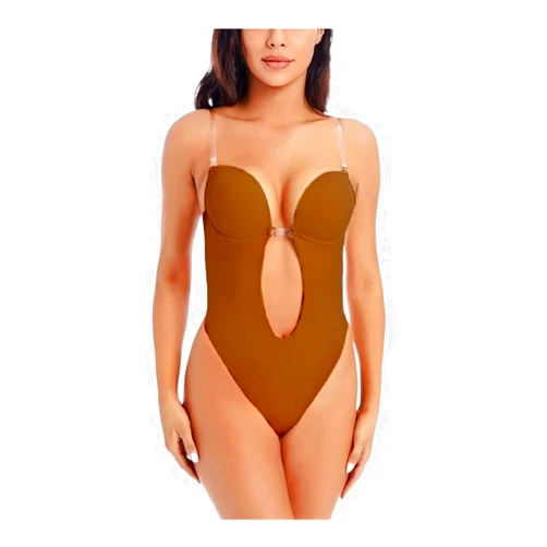 Generic Womens Shapewear Bodysuit Tummy Control Invishaper U Plunge Backless Body Shaper Thong Bodysuits Waist Trainer Corse