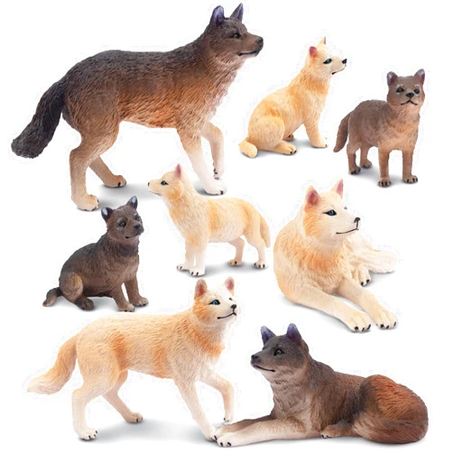 Toymany 8PCS Wolf Figures Forest Animals Toy Figurines - Realistic Jungle Zoo Animal Figurines，Educational Toy Cake Toppers Christmas Birthday Gift for Kids Boys Girls