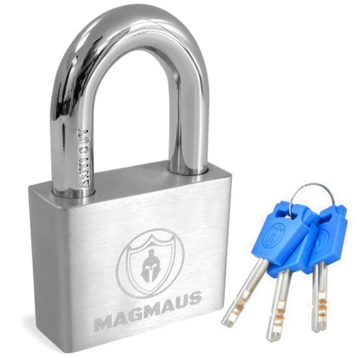 Magmaus® PDL/50 Heavy Duty Lock with 3 Keys [Anti Cut Shackle] - [Stainless Steel] Weatherproof Padlock for Outdoor Use - Ideal for Storage Unit, Shipping Container, Gate