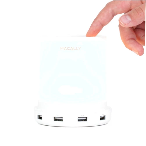 Macally Small Touch Lamps for Nightstand - Bedside Lamp with USB Port - 3 Way Dimmable Short Table Lamp for Small Spaces - Use as Night Light and Charger in Bedroom