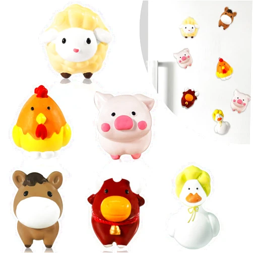 Wowagoga Animals Fridge Magnets for Toddlers Refrigerator Magnets for Whiteboard Cabinet Locker Set of 6 Cute Resin Animals Decorative Magnets for Classroom Kitchen Office Cabinets and Dishwasher